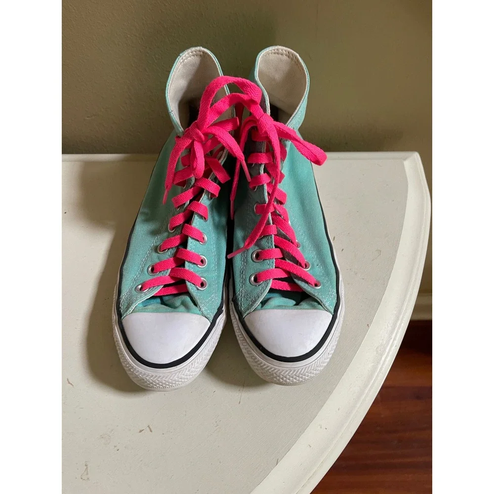 Converse Chuck Taylor All Star High Top Sneakers Teal Pink 171262F Womens 9.5 - Picture 3 of 8